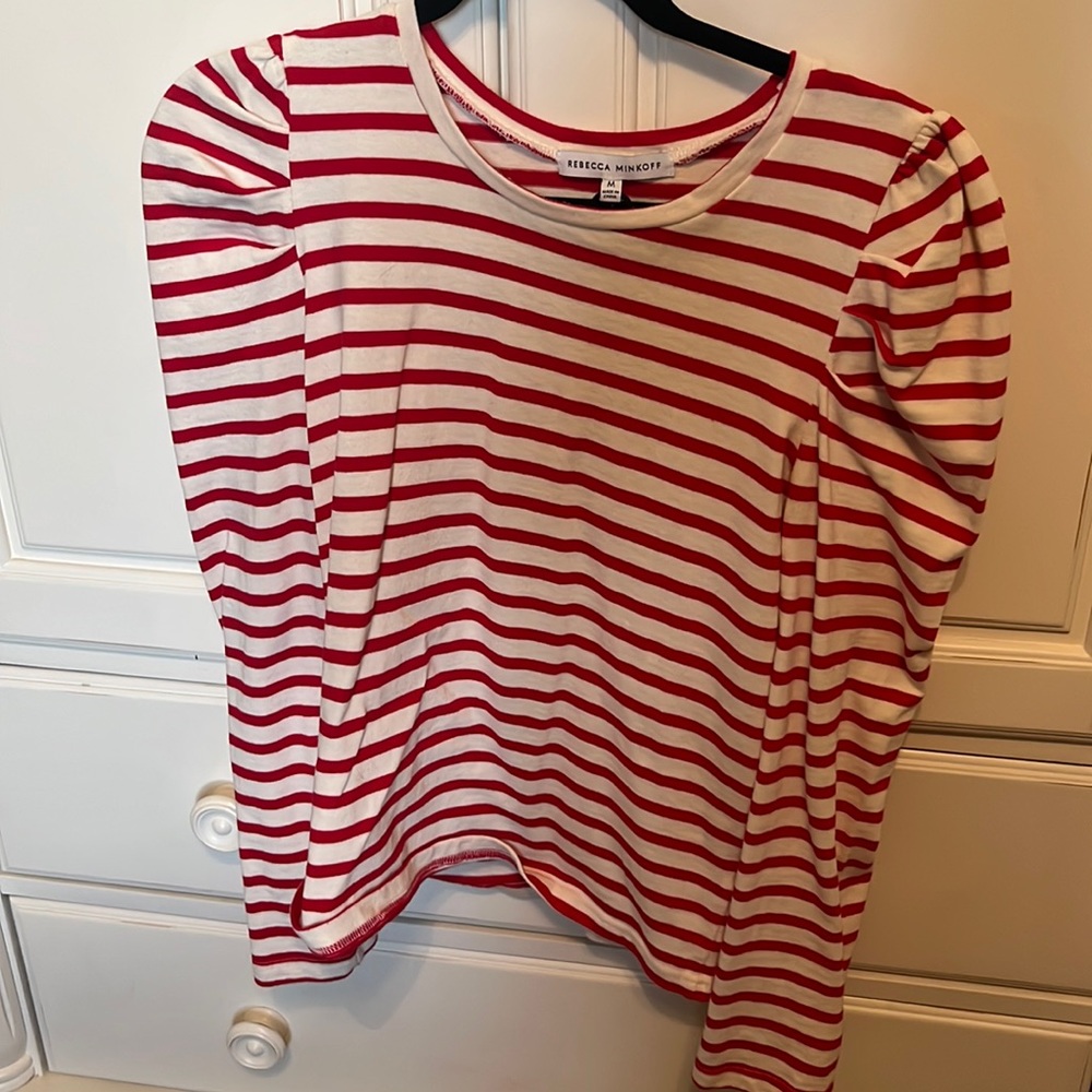 Long sleeve red and white striped top